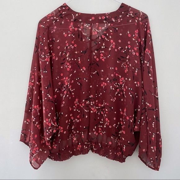 Express burgundy sheer dolman sleeve lace top - Picture 5 of 5